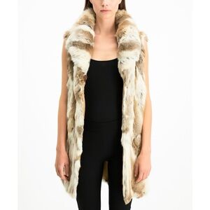 Arielle genuine rabbit fur high collar vest